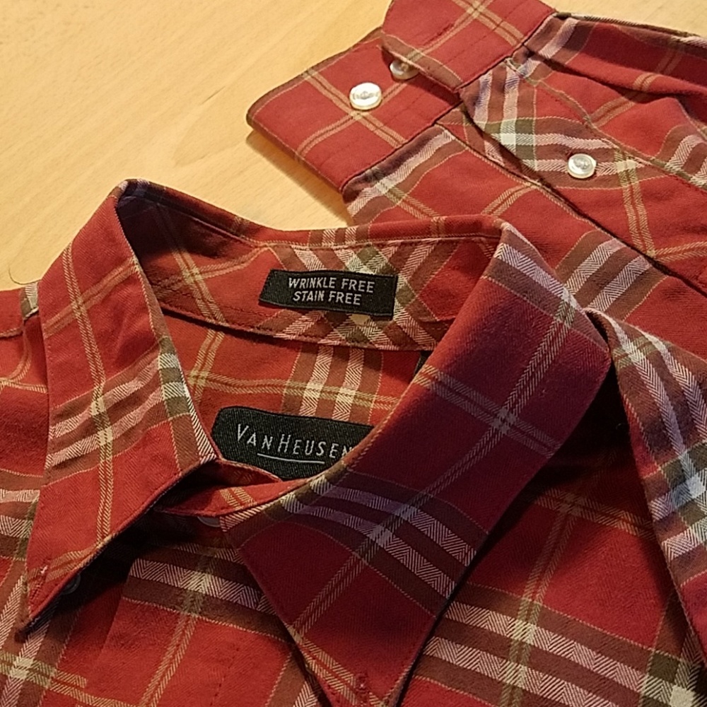Wrinkle-Free Plaid Button Front Long Sleeve Shirt